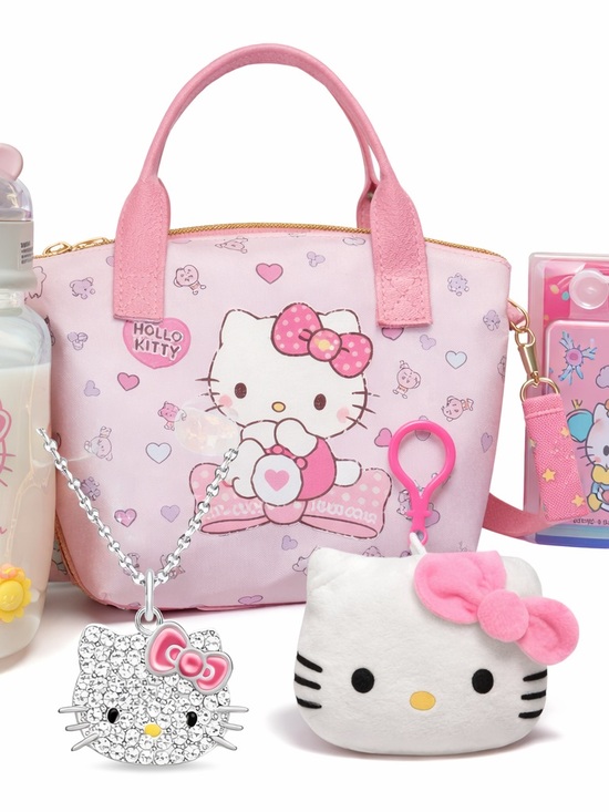 Hello Kitty Other - Hello Kitty Pink and White Character Handbag with Plush Charm